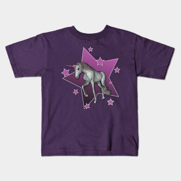 Purple Unicorn Stars Kids T-Shirt by AlondraHanley